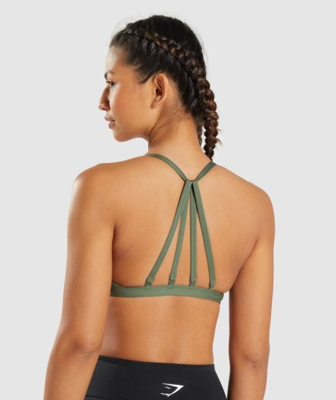 Women's Gymshark Minimal Sports Bra Olive | NZ 9WNYRL